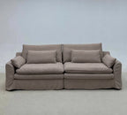 Custom Sofa Slipcover — Elara Flax · Silver Drift