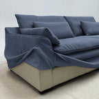 Custom Sofa Slipcover — Elara Flax · Slate Horizon