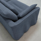 Custom Sofa Slipcover — Elara Flax · Slate Horizon