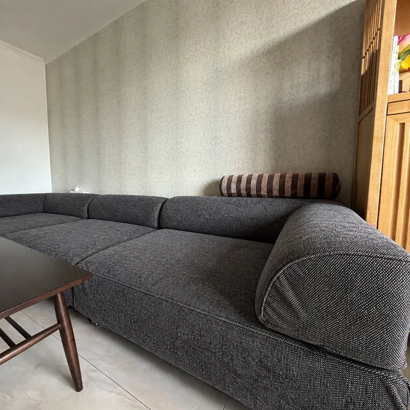 Custom Sofa Slipcover — Marlowe Linen-Blend 625 · Charcoal Gray
