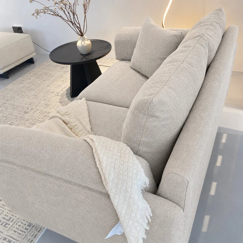 Custom Sofa Slipcover — Marlowe Linen-Blend 625 · Cream