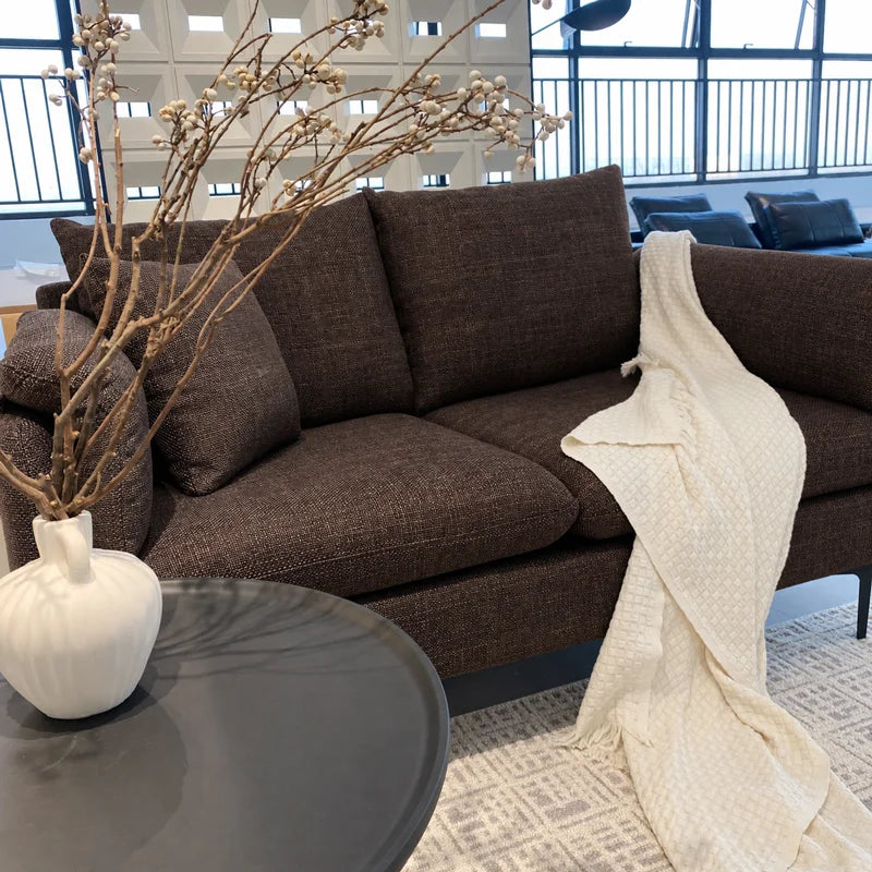Custom Sofa Slipcover — Marlowe Linen-Blend 625 · Dark Brown