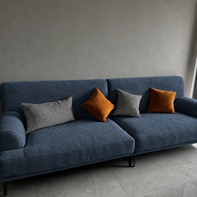 Custom Sofa Slipcover — Marlowe Linen-Blend 625 · Indigo Denim