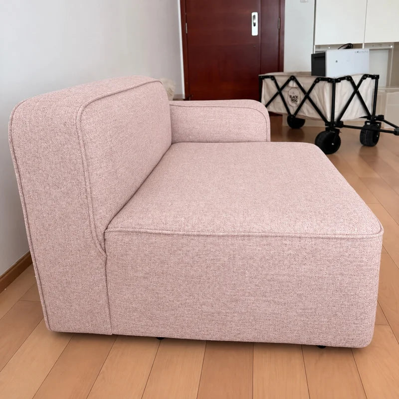 Custom Sofa Slipcover — Marlowe Linen-Blend 625 · Light Pink