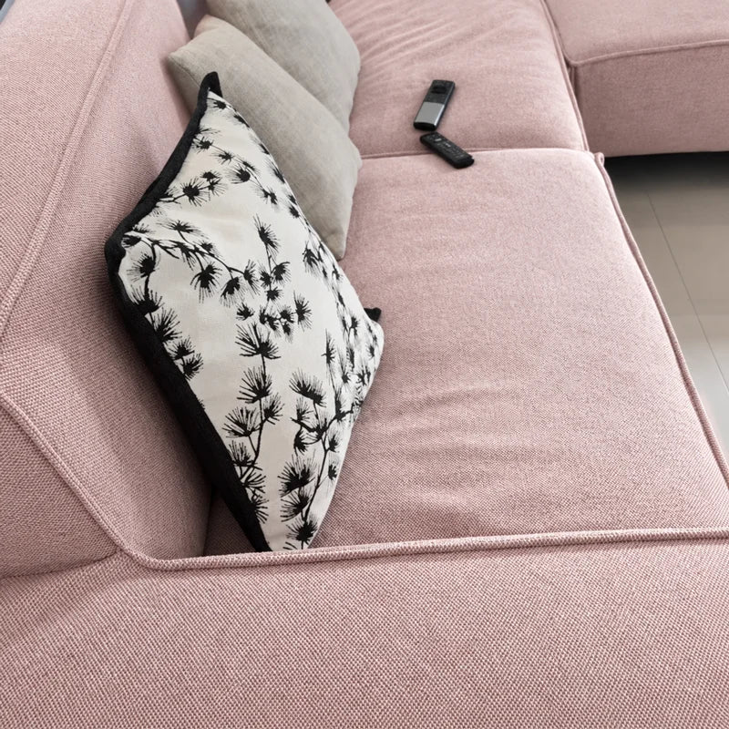 Custom Sofa Slipcover — Marlowe Linen-Blend 625 · Light Pink