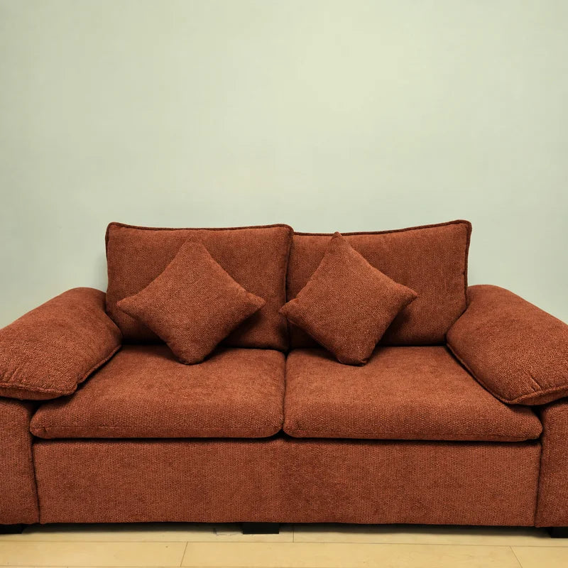 Custom Sofa Slipcover — Marlowe Linen-Blend 625 · Reddish Brown