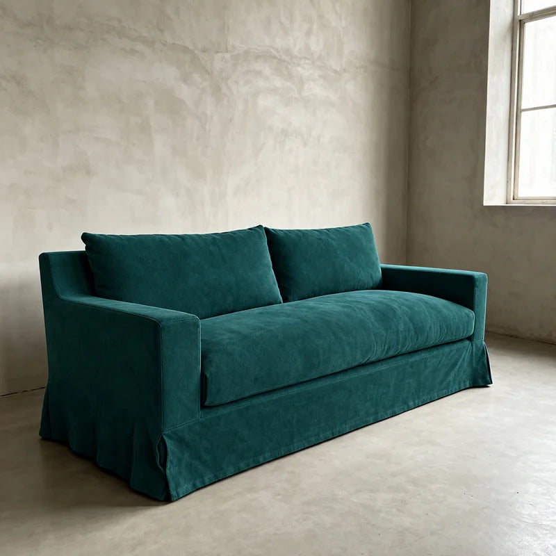 Custom Sofa Slipcover — Performance HH200 · Forest Green