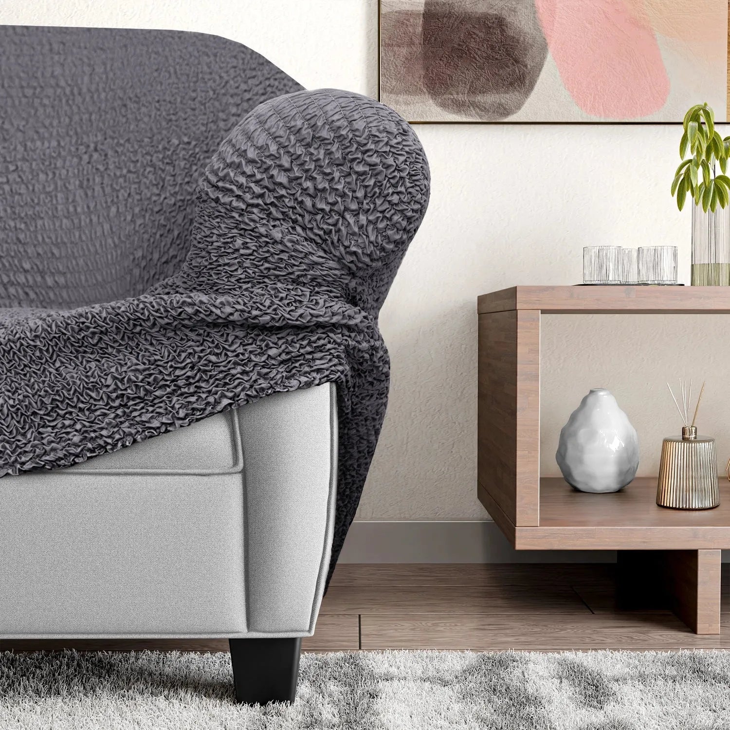 Housse de fauteuil inclinable en microfibre gris foncé