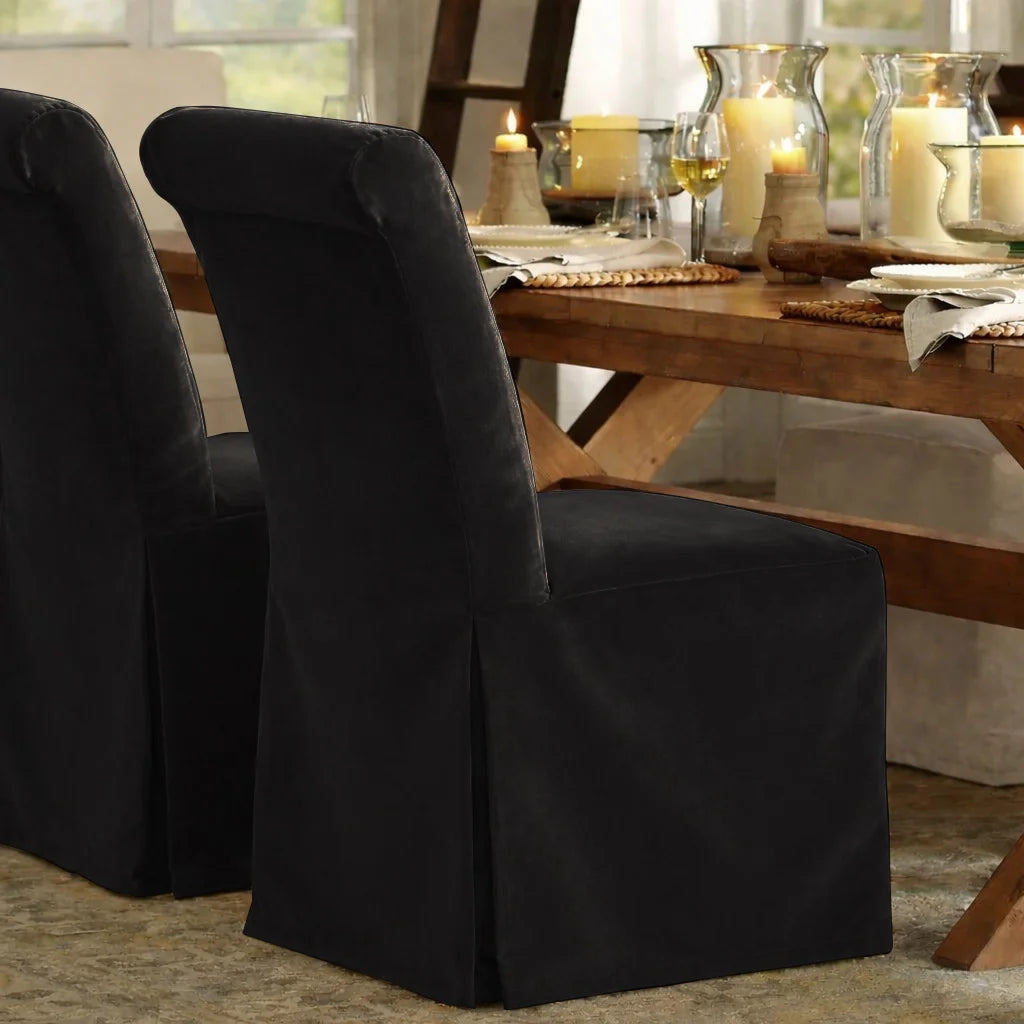 Dark Taupe WB PBV2042 - 11 | Long-Skirt Dining Chair Slipcover