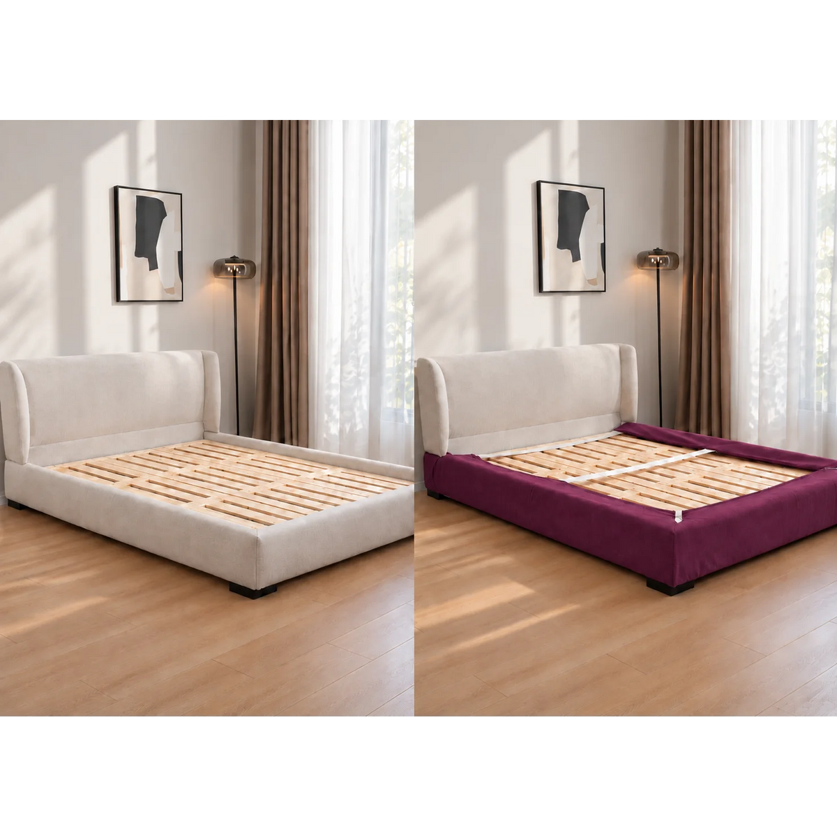 Deep Berry Plum · Stretch-Fit Bed Frame Cover
