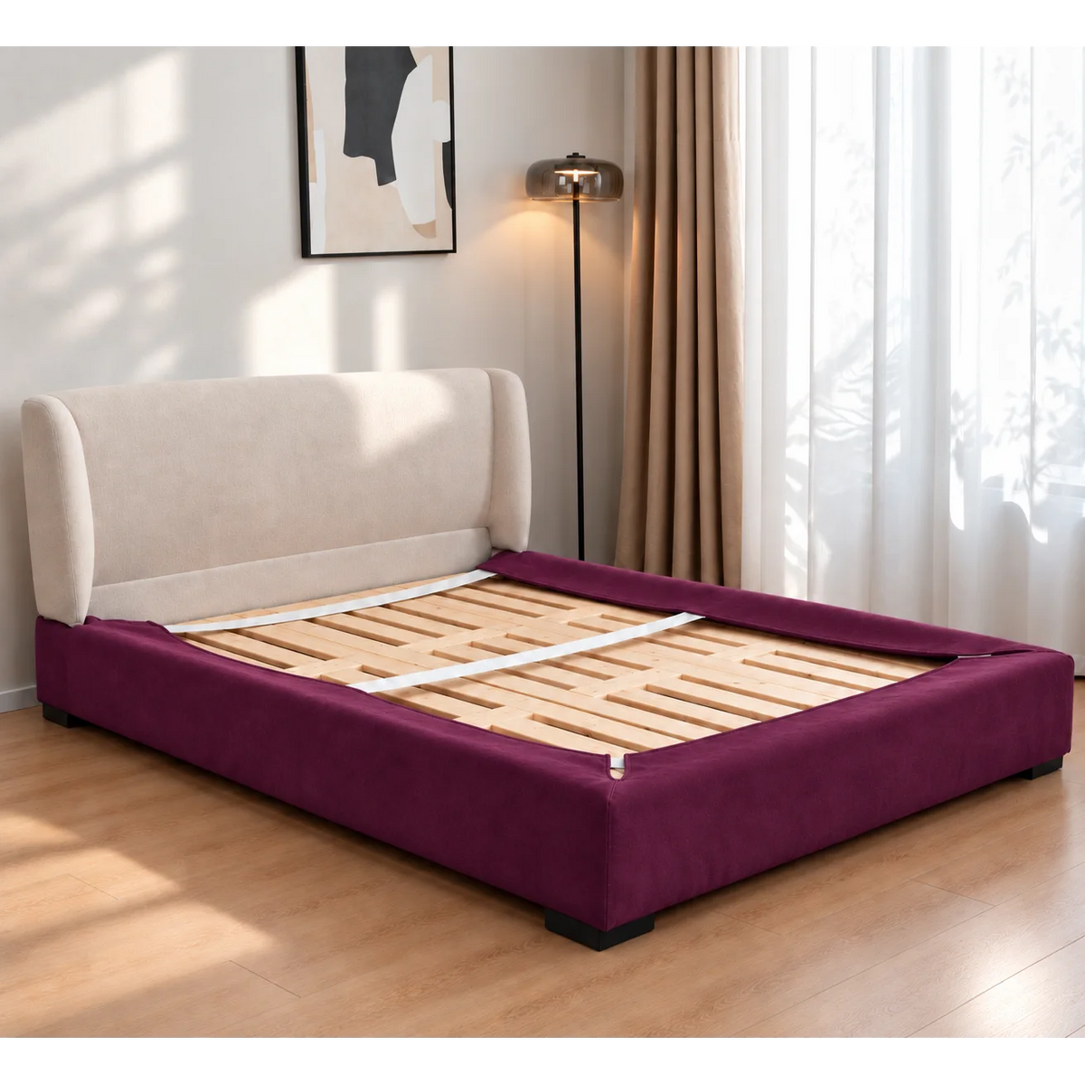 Deep Berry Plum · Stretch-Fit Bed Frame Cover