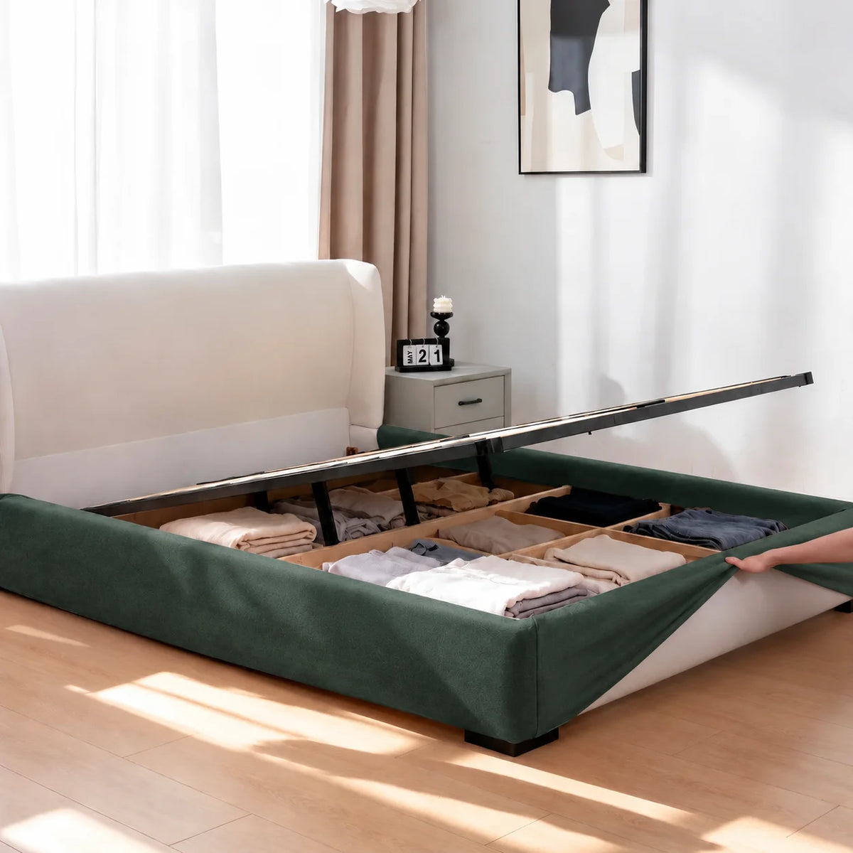 Deep Forest Green · Stretch-Fit Bed Frame Cover