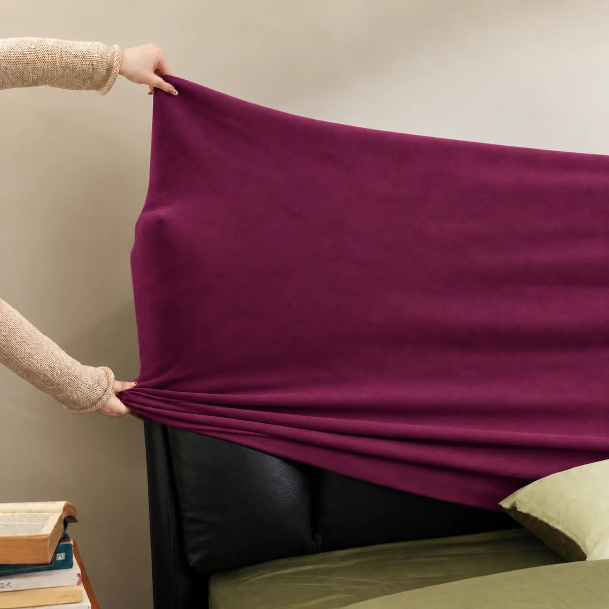Deep Berry Plum · Stretch-Fit Bed Headboard Cover