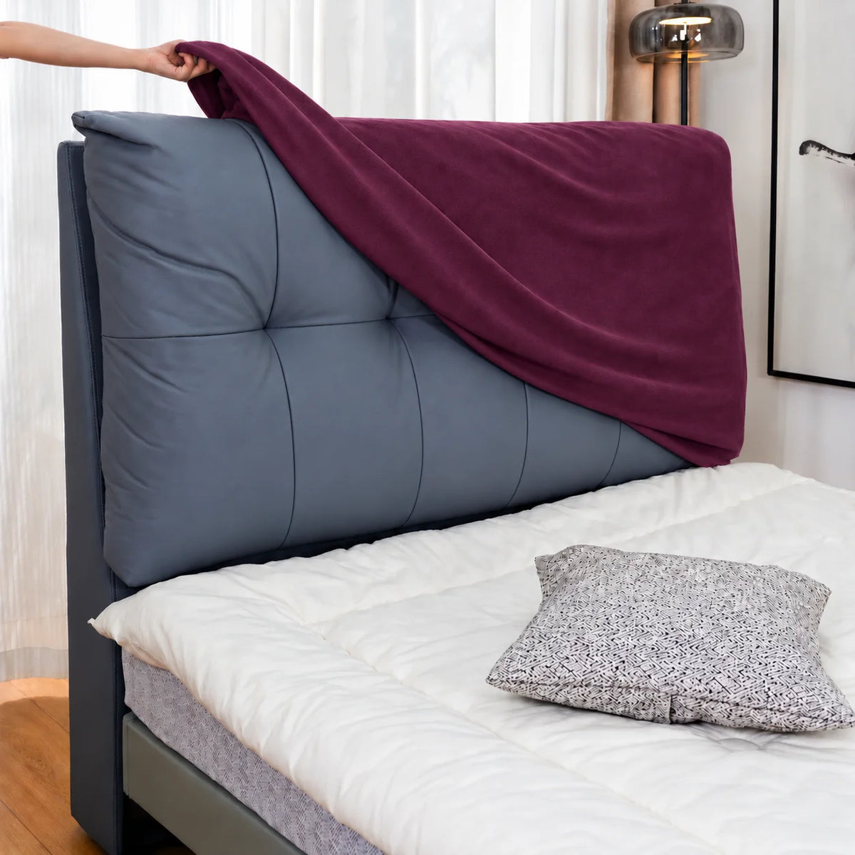 Deep Berry Plum · Stretch-Fit Bed Headboard Cover