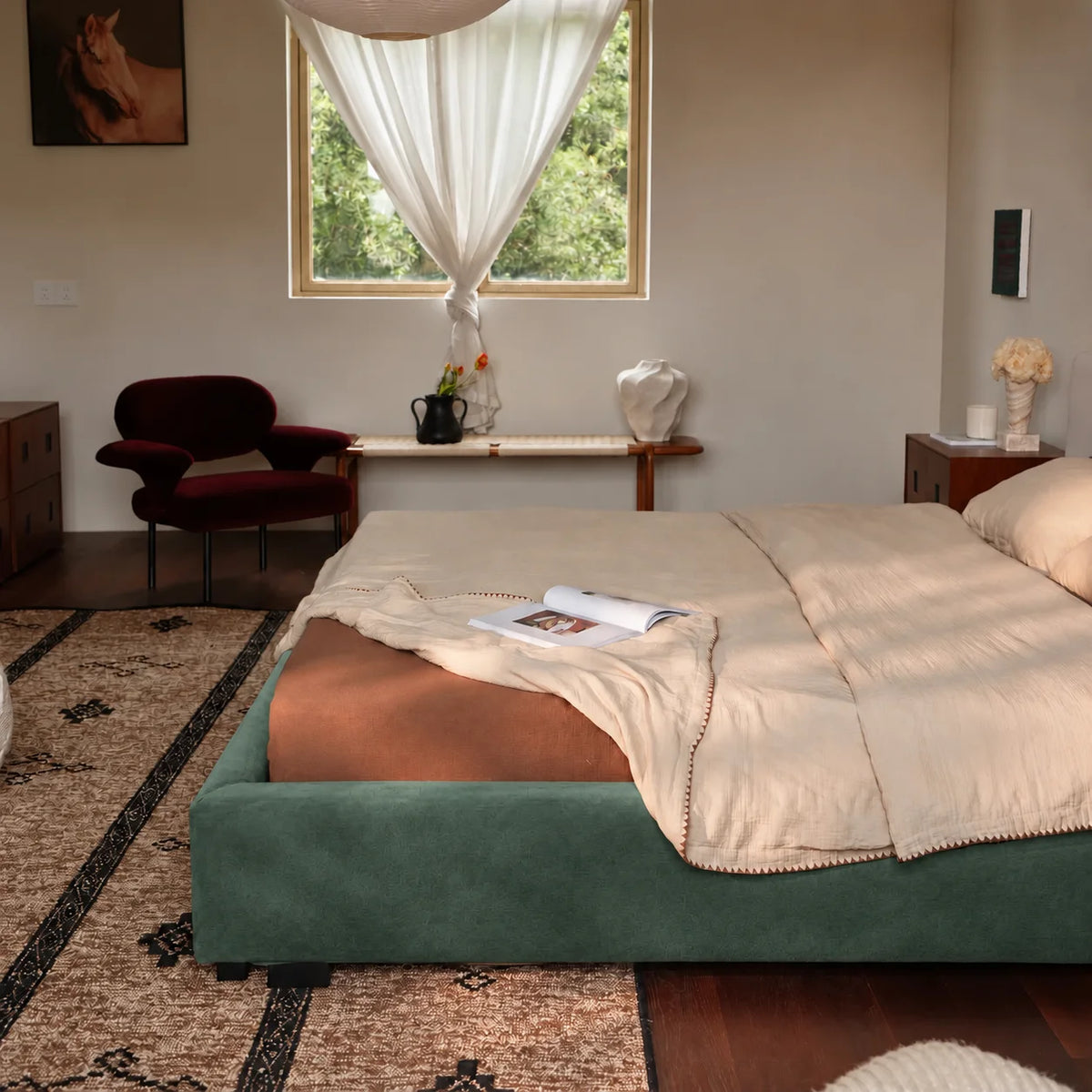 Deep Forest Green · Stretch-Fit Bed Frame Cover