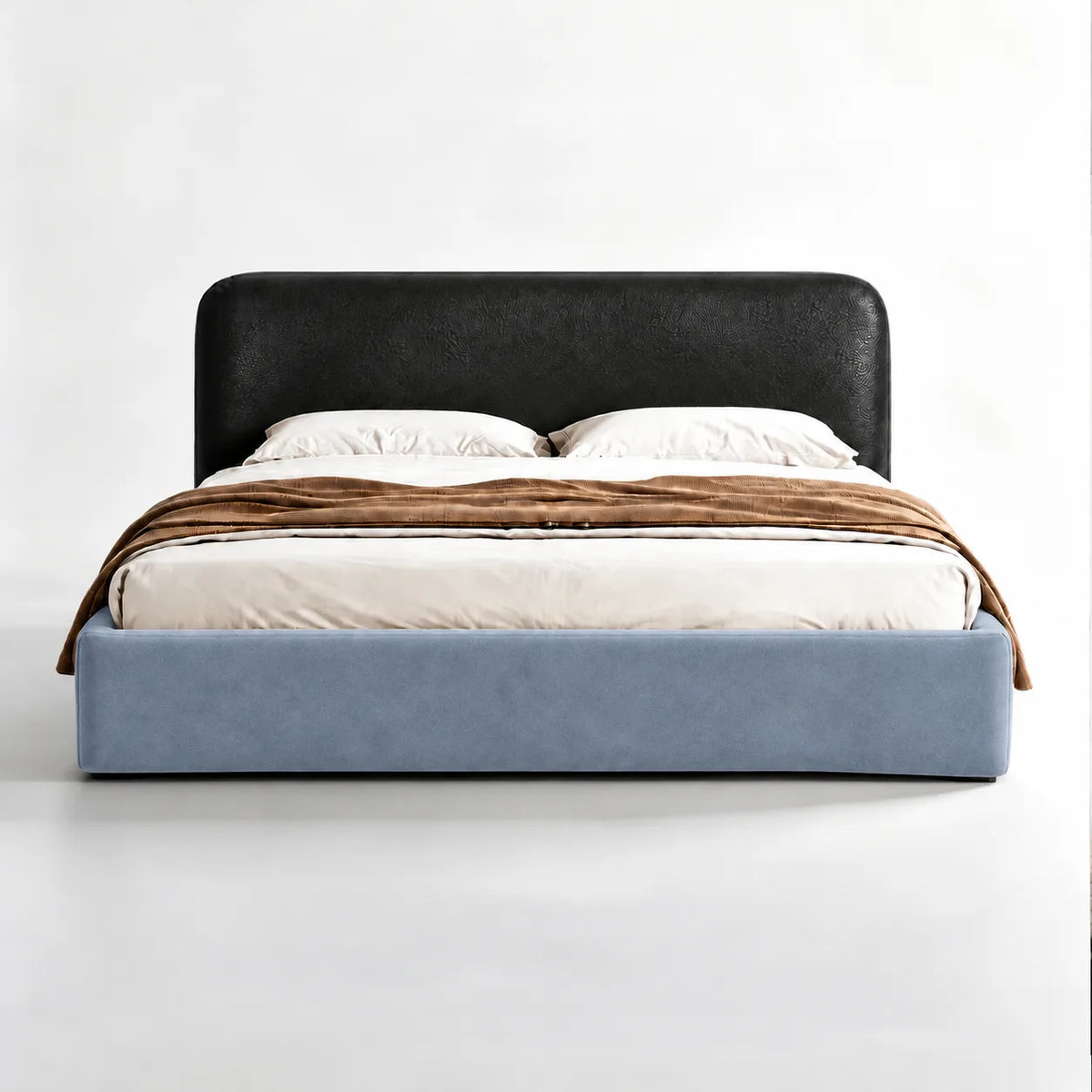 Dusty Blue-Gray · Stretch-Fit Bed Frame Cover
