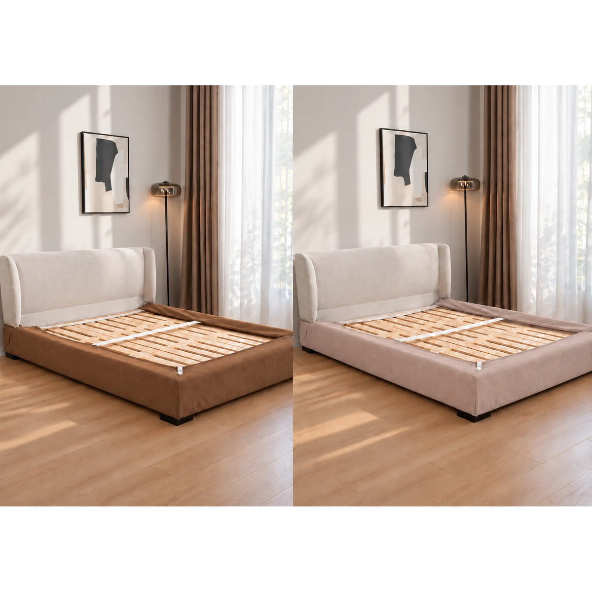 Dusty Blush · Stretch-Fit Bed Frame Cover