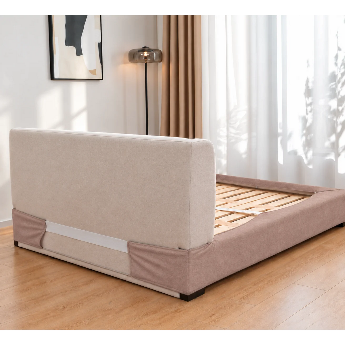 Dusty Blush · Stretch-Fit Bed Frame Cover