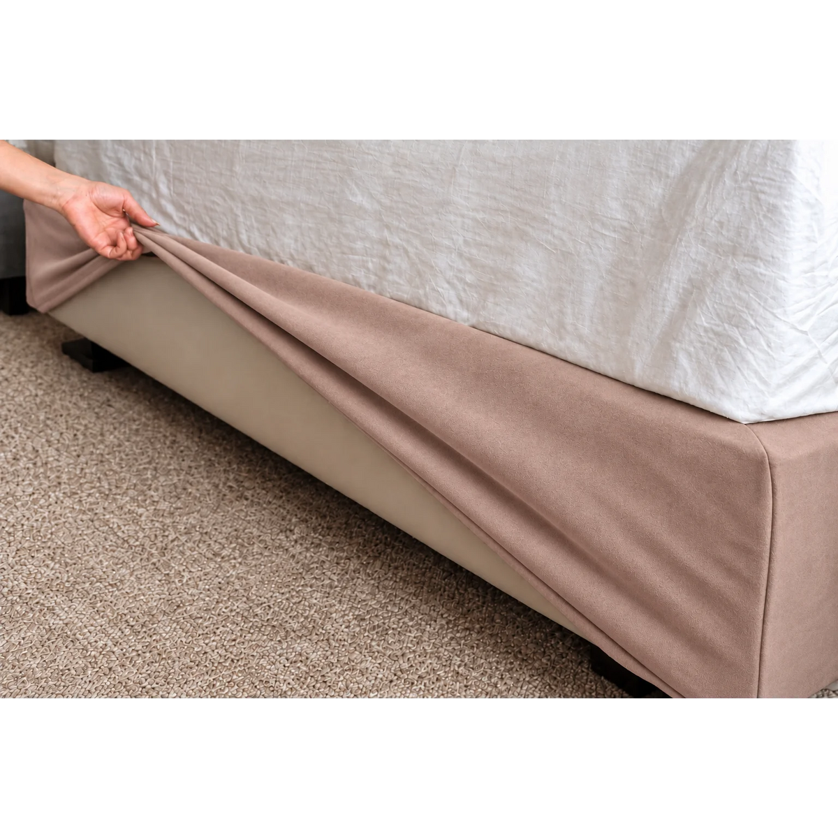 Dusty Blush · Stretch-Fit Bed Frame Cover