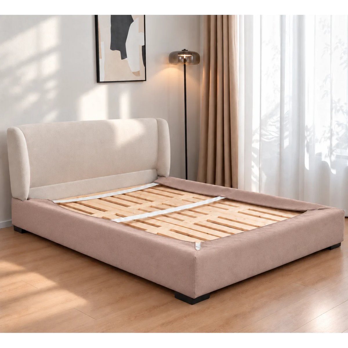 Dusty Blush · Stretch-Fit Bed Frame Cover