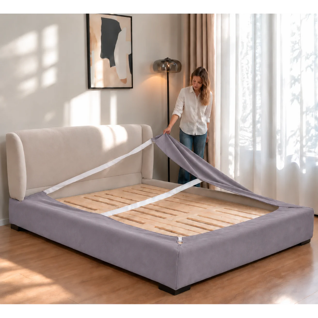 Dusty Lavender · Stretch-Fit Bed Frame Cover