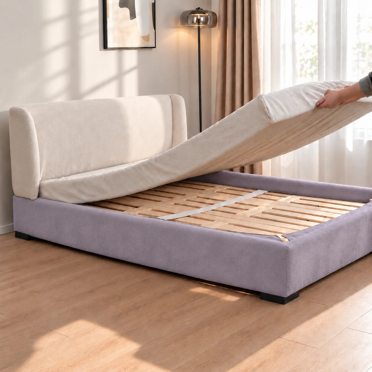 Dusty Lavender · Stretch-Fit Bed Frame Cover
