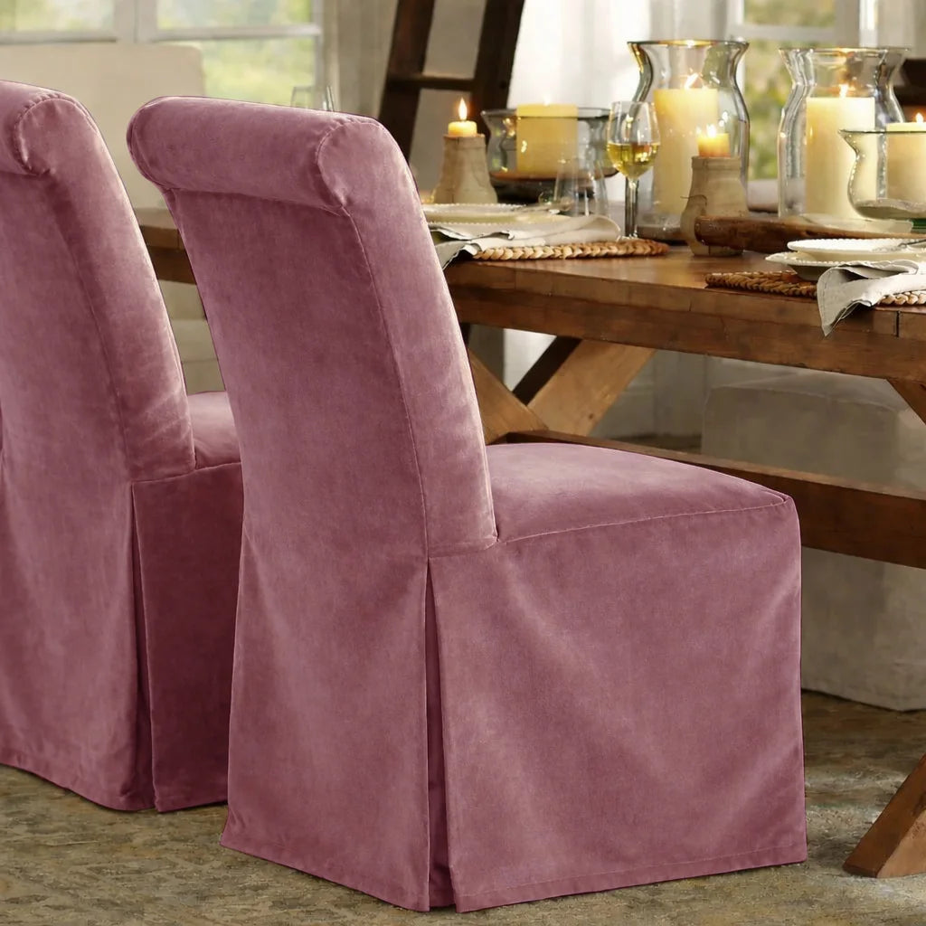 Dusty Rose WB PBV2042 - 24 | Long-Skirt Dining Chair Slipcover