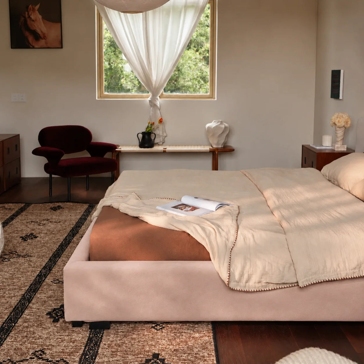 Dusty Rose · Stretch-Fit Bed Frame Cover