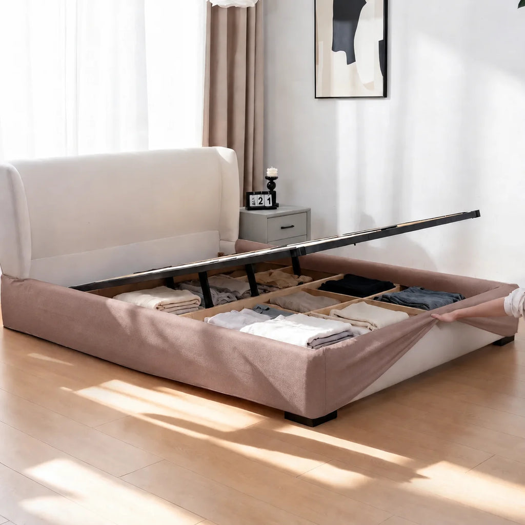 Dusty Rose · Stretch-Fit Inset Bed Frame Cover · Elastic Bands + Back Elastic