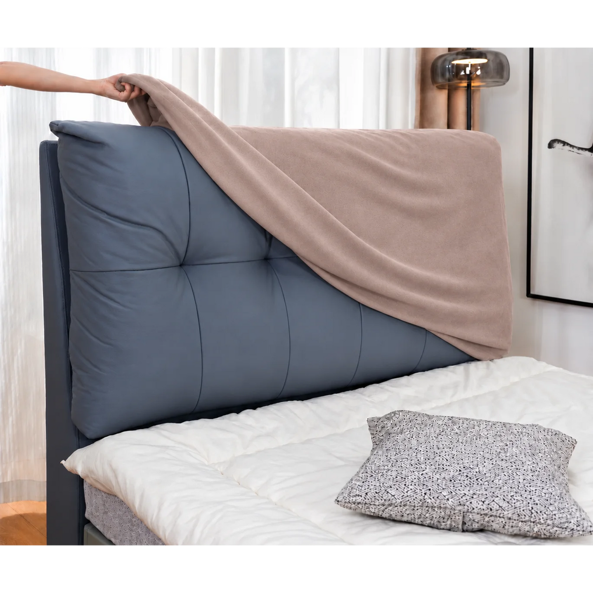 Dusty Blush · Stretch-Fit Bed Headboard Cover