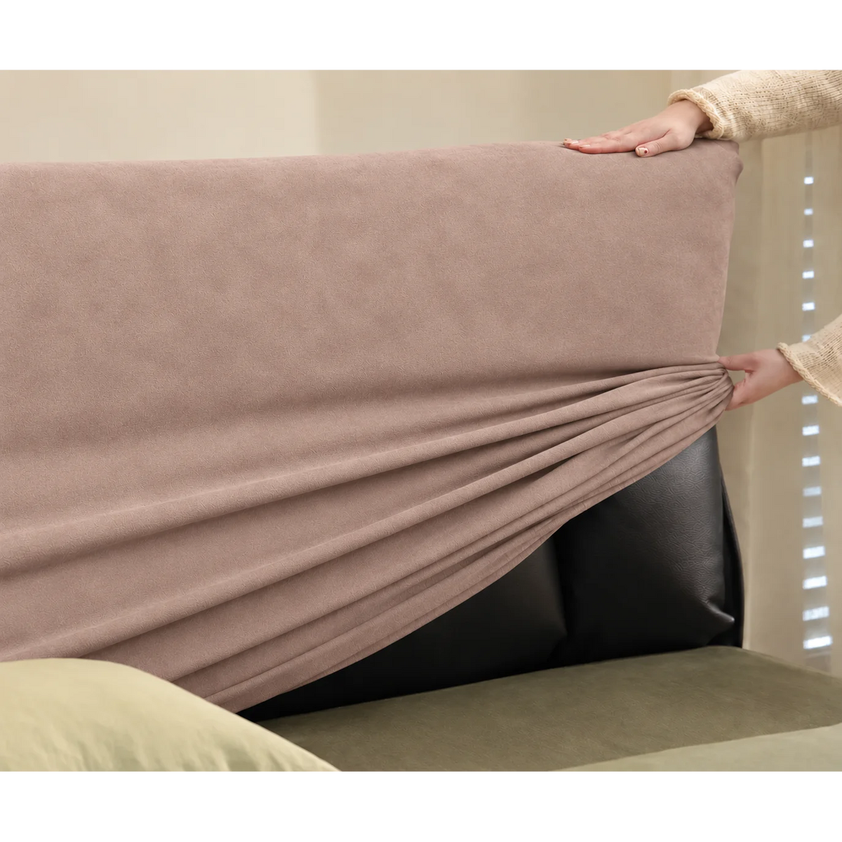 Dusty Blush · Stretch-Fit Bed Headboard Cover