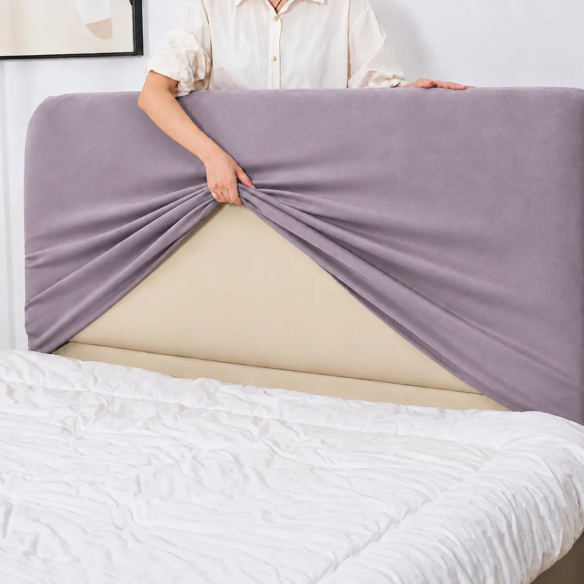 Dusty Lavender · Stretch-Fit Bed Headboard Cover