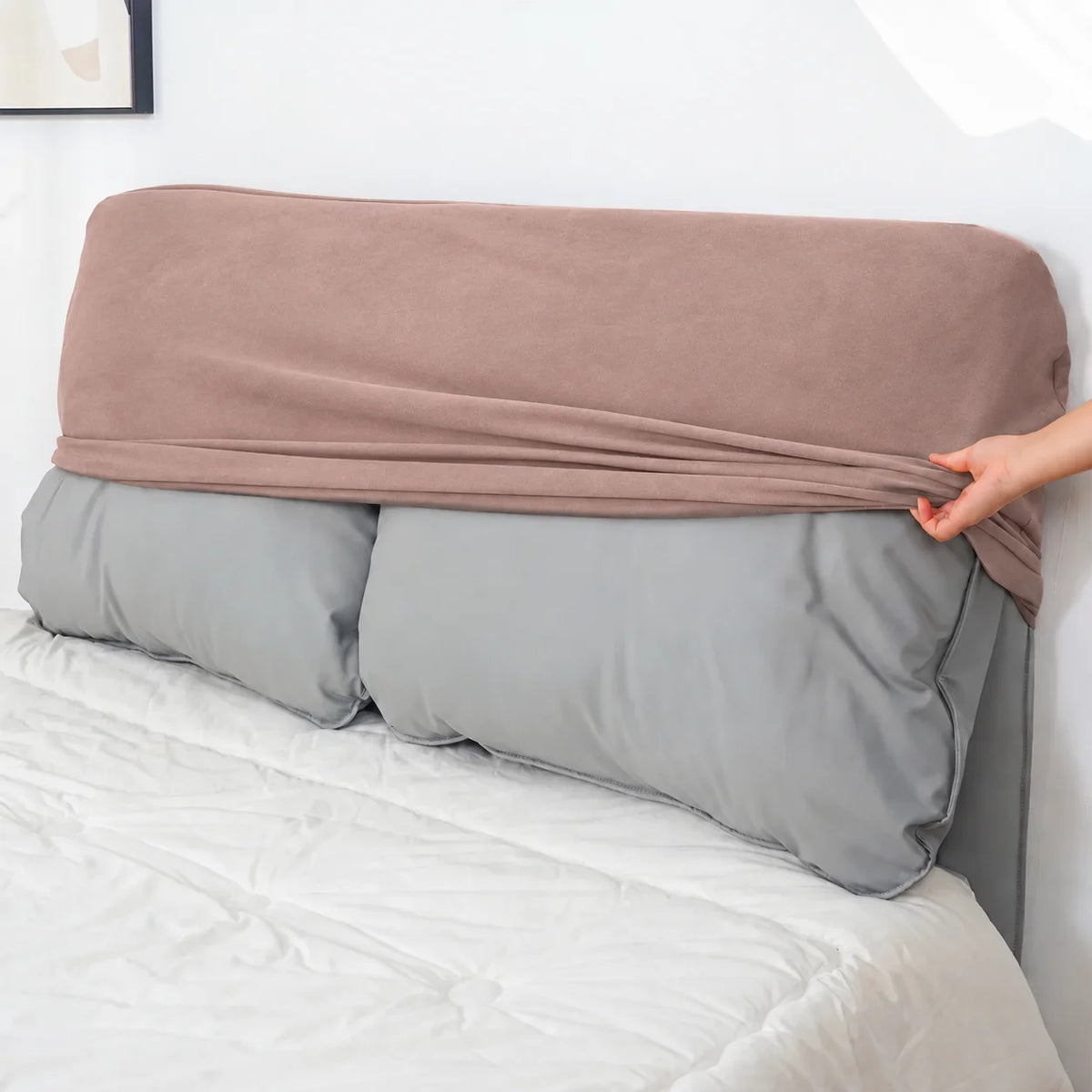 Dusty Rose · Stretch-Fit Bed Headboard Cover