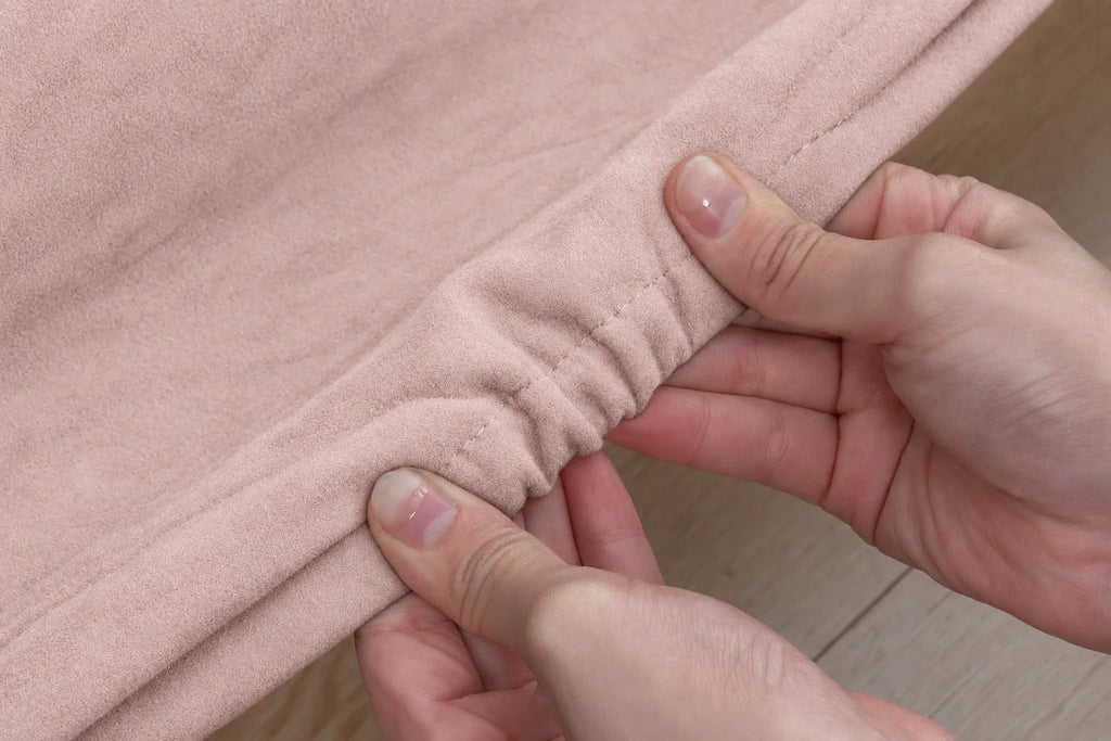 Dusty Rose · Stretch-Fit Inset Bed Frame Cover · Elastic Bands + Back Elastic