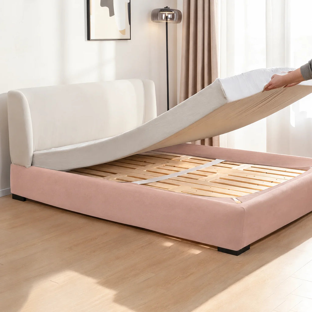 Dusty Rose · Stretch-Fit Inset Bed Frame Cover · Elastic Bands + Back Elastic