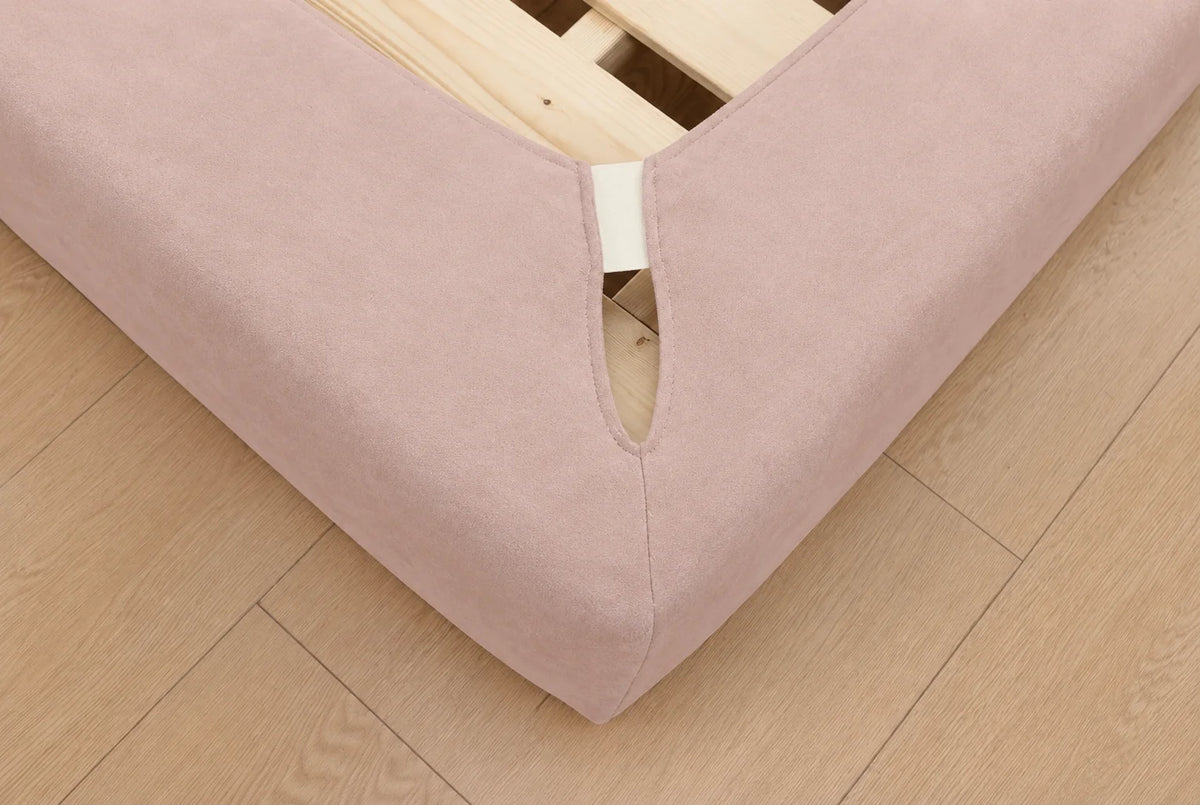 Dusty Rose · Stretch-Fit Inset Bed Frame Cover · Elastic Bands + Back Elastic