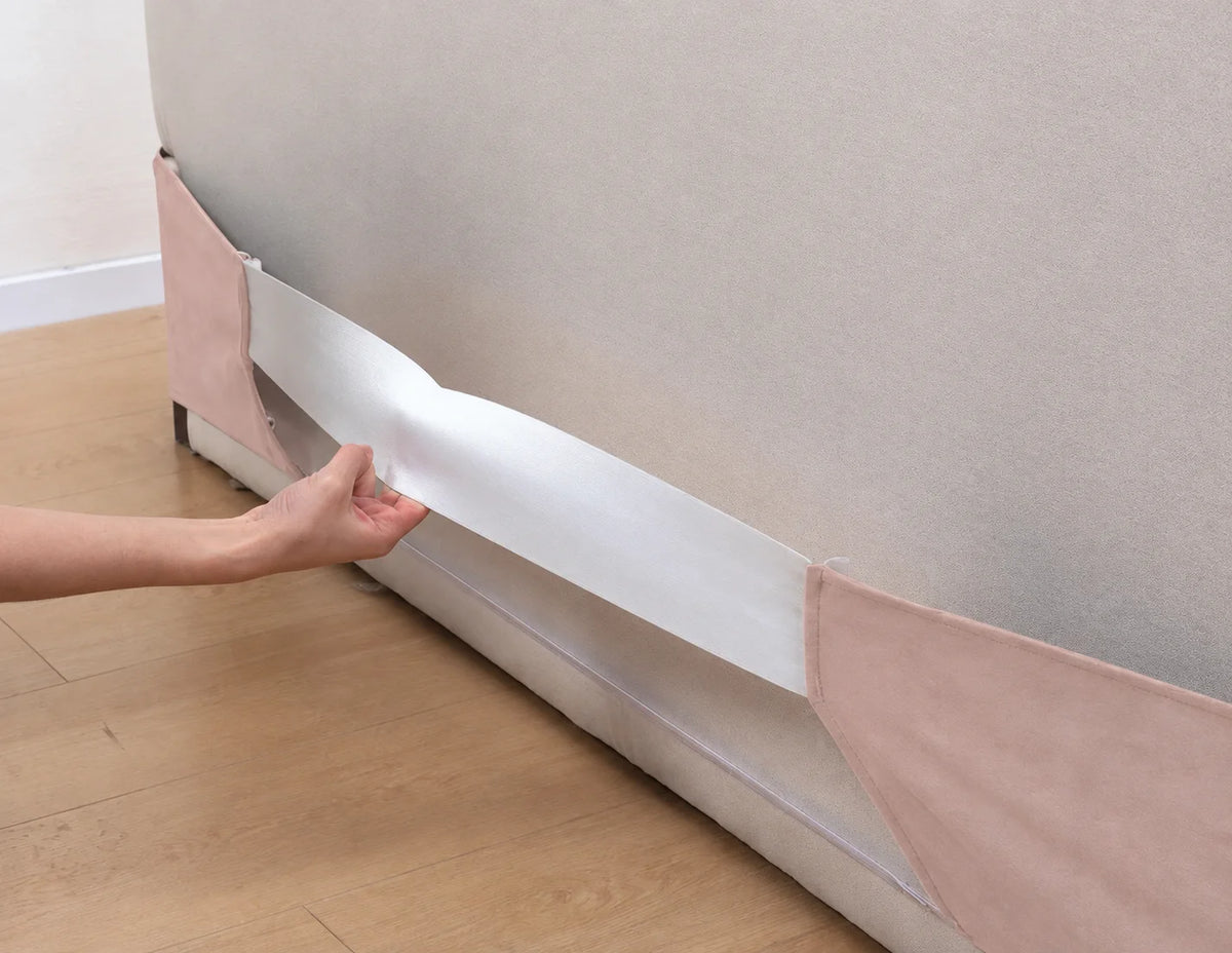 Dusty Rose · Stretch-Fit Inset Bed Frame Cover · Elastic Bands + Back Elastic