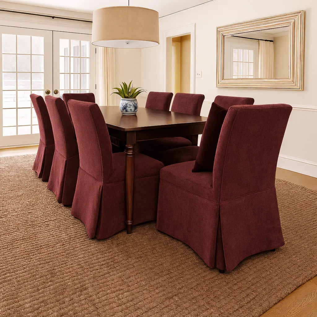 Dusty Rose WB PBV2042 - 28 | Long-Skirt Dining Chair Slipcover