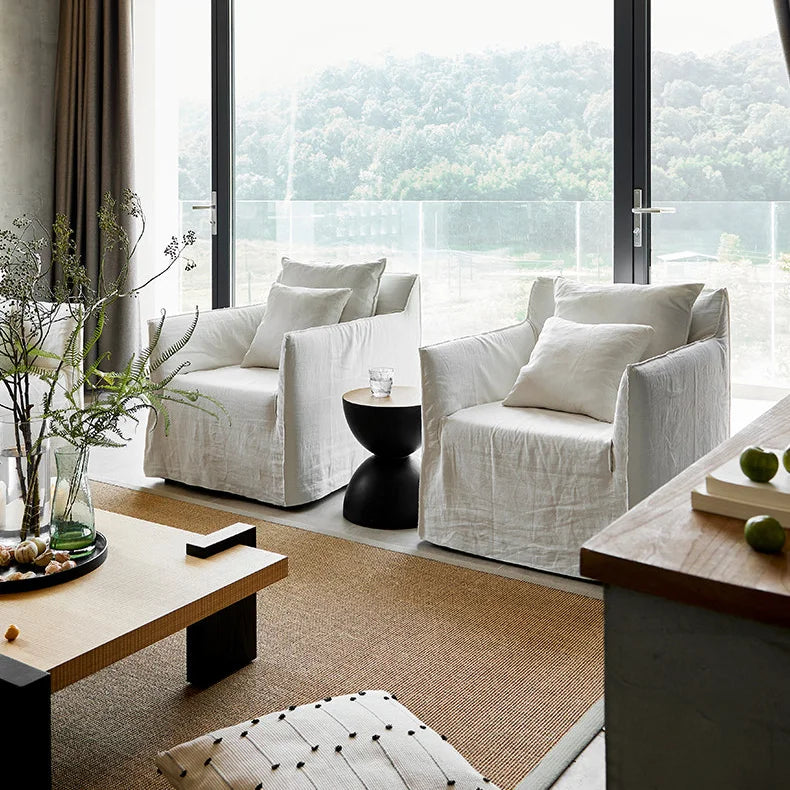 Custom Sofa Slipcover — Elara Flax