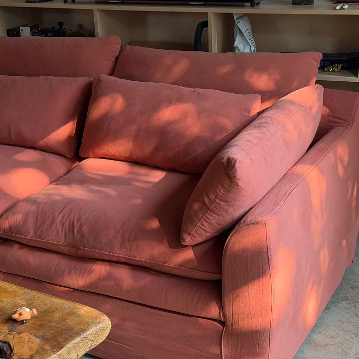 Custom Sofa Slipcover — Elara Flax