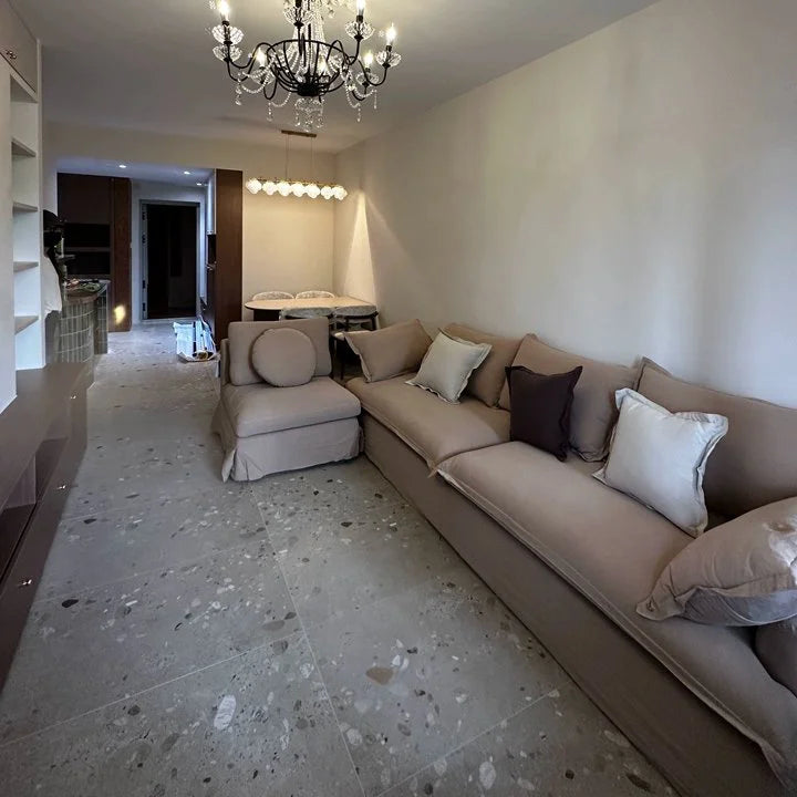 Custom Sofa Slipcover — Elara Flax