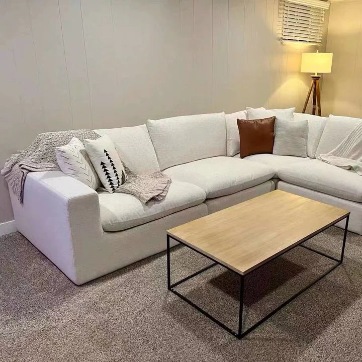 Custom Sofa Slipcover — Elara Flax