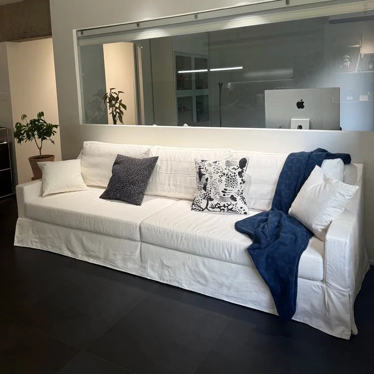 Custom Sofa Slipcover — Elara Flax