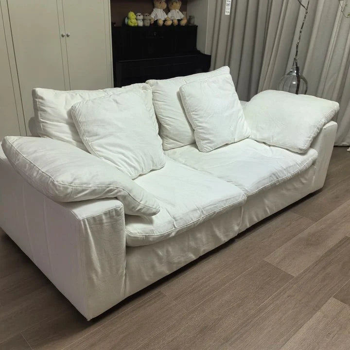 Custom Sofa Slipcover — Elara Flax