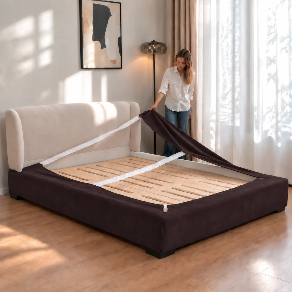 Espresso Brown · Stretch-Fit Bed Frame Cover