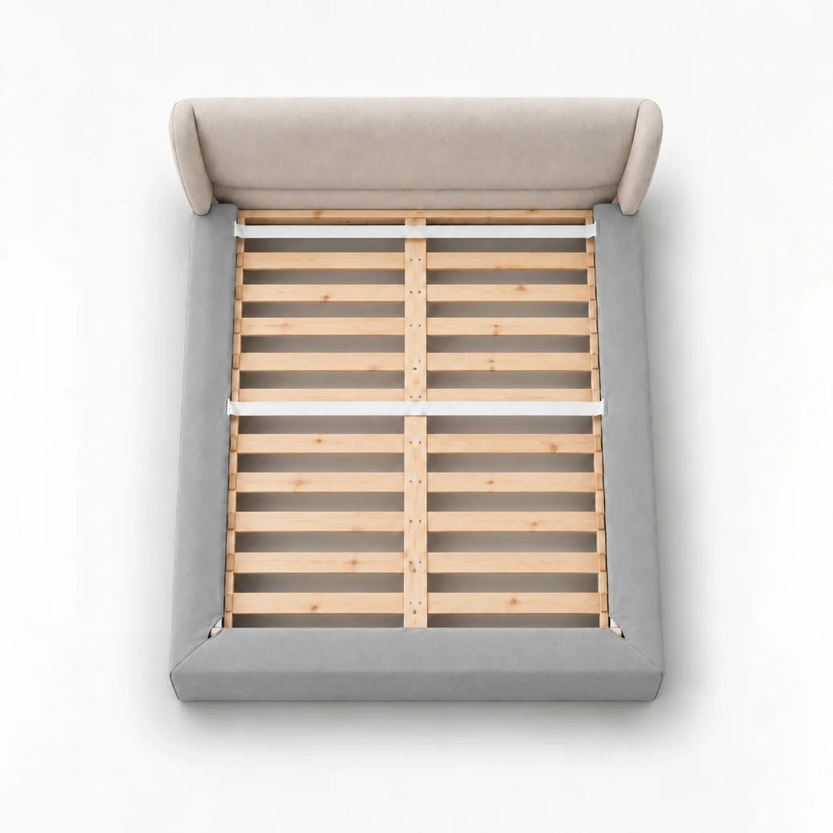 Glacier Gray · Stretch-Fit Inset Bed Frame Cover · Elastic Bands + Back Elastic