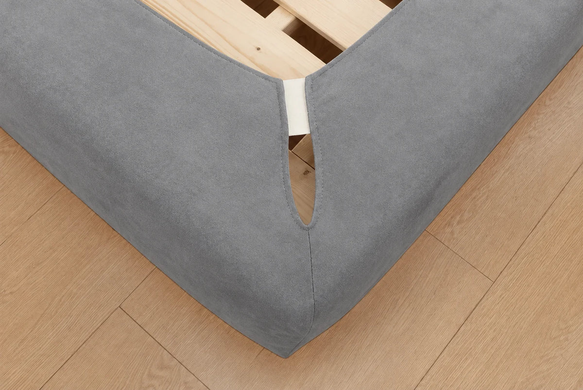 Glacier Gray · Stretch-Fit Inset Bed Frame Cover · Elastic Bands + Back Elastic