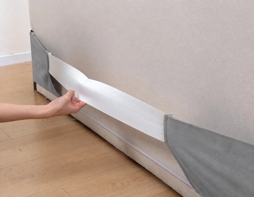 Glacier Gray · Stretch-Fit Inset Bed Frame Cover · Elastic Bands + Back Elastic