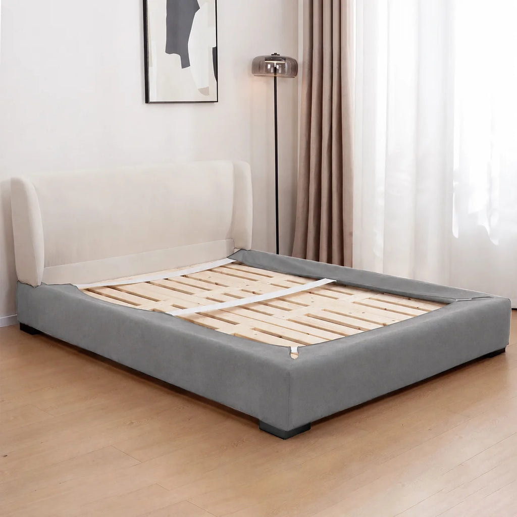 Glacier Gray · Stretch-Fit Inset Bed Frame Cover · Elastic Bands + Back Elastic