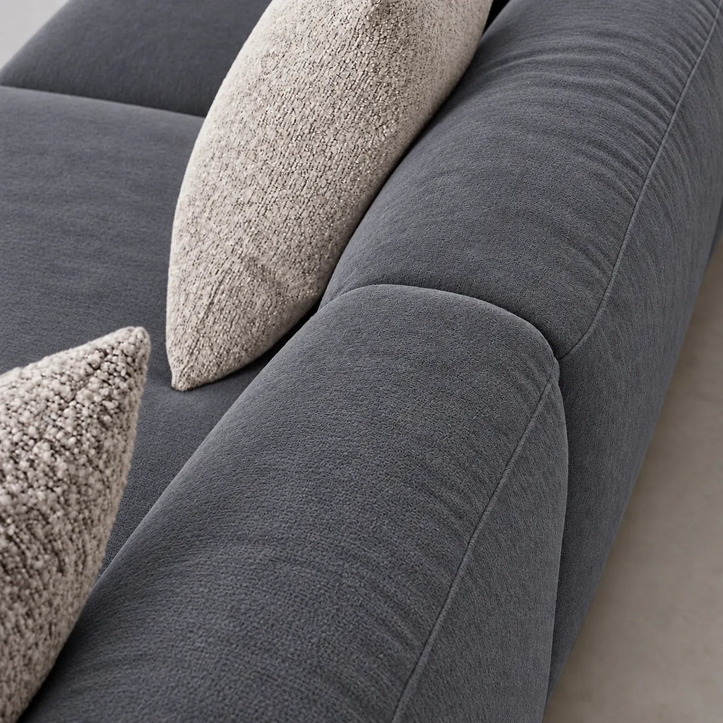 Custom Sofa Slipcover — Luna · Graphite Veil